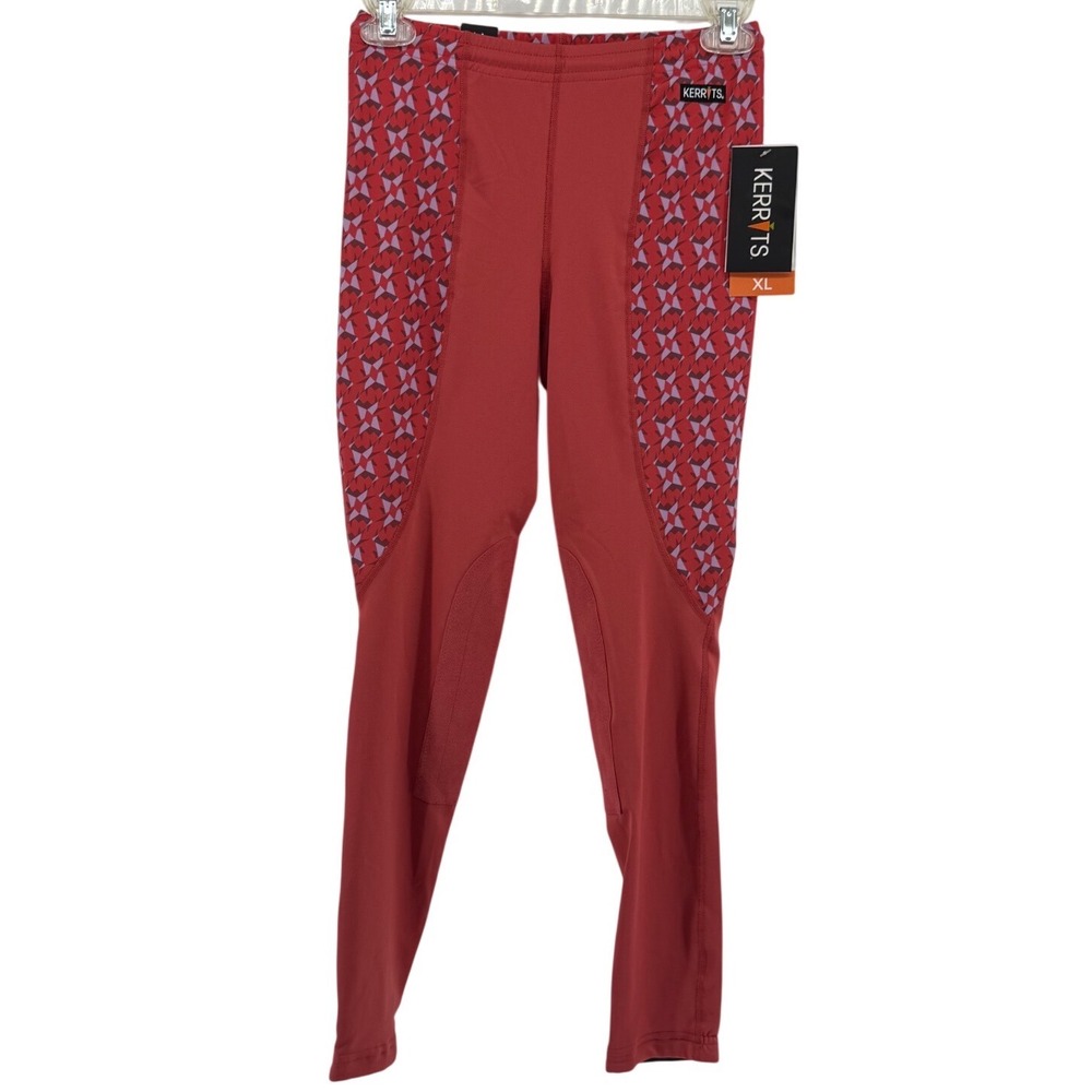 Kerrits Kids Performance Tight Red Star Print Knee Patch Riding Leggings XL NEW